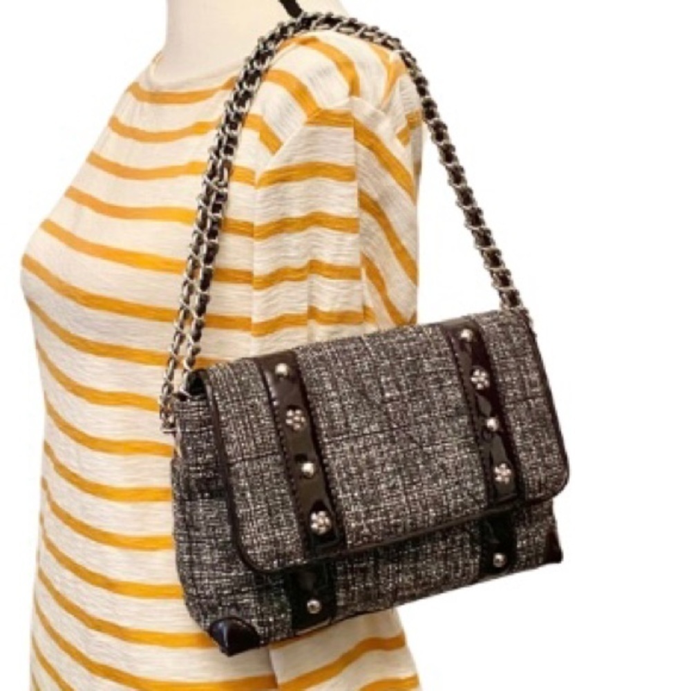 BRIGHTON Small Tweed Hobo Shoulder Handbag Purse